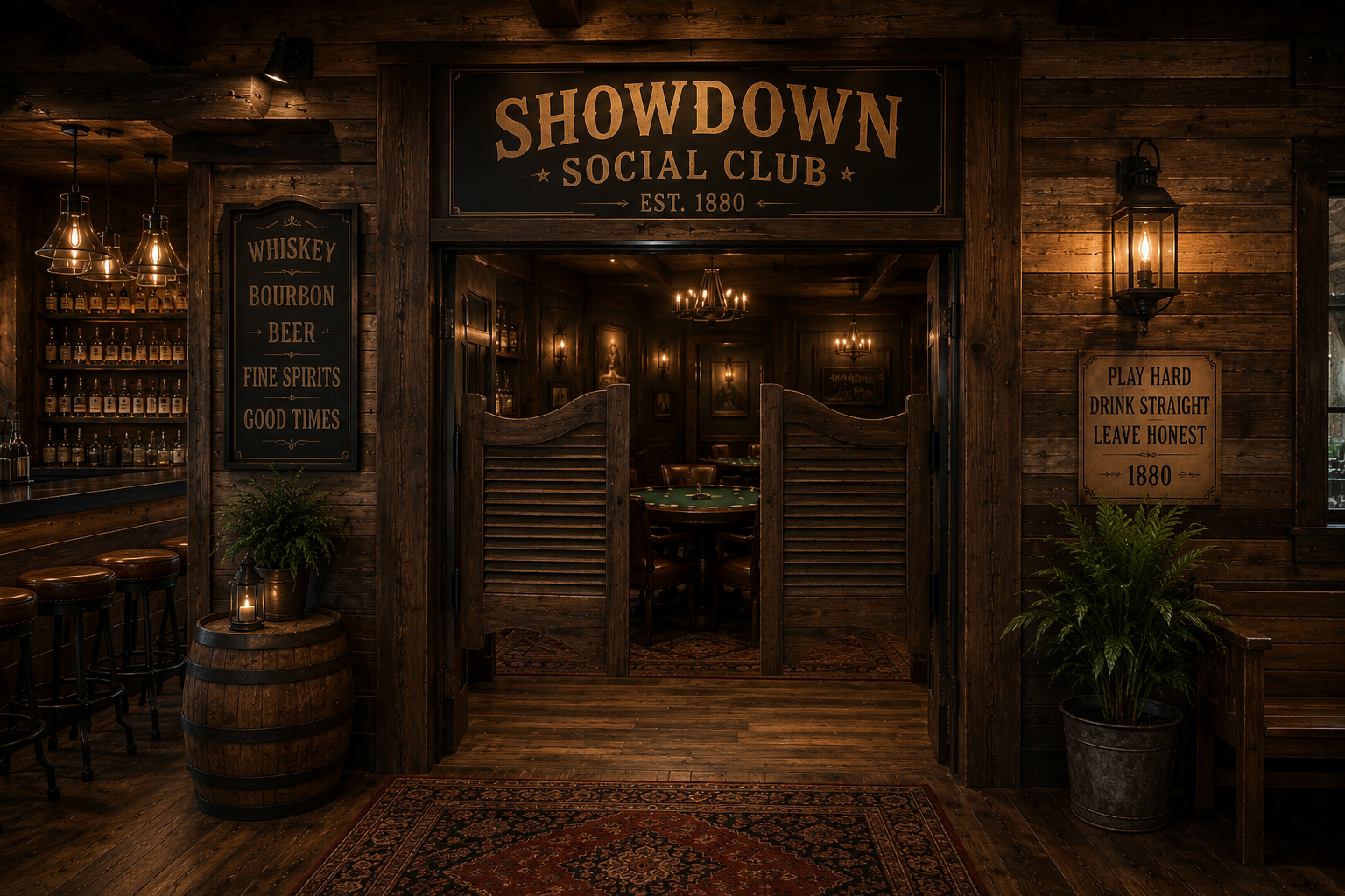 Vintage Western saloon entrance with swinging doors
