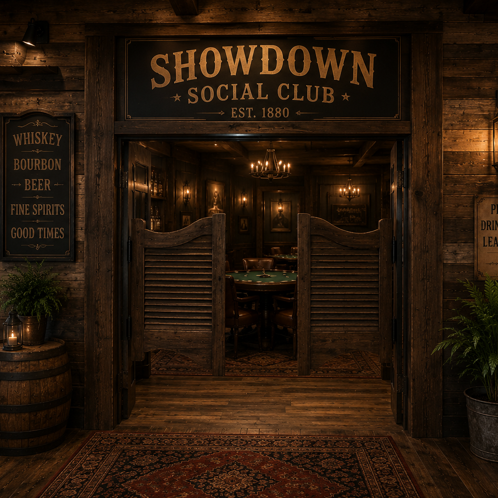 Vintage Western saloon entrance with swinging doors